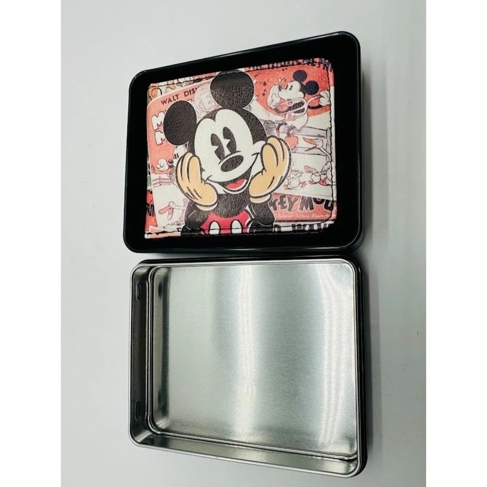 Disney Mickey Mouse Bifold Wallet Card Holder Black Cartoon Gift Mens